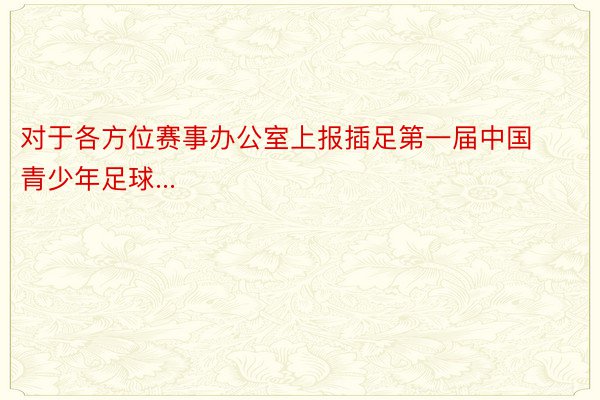 对于各方位赛事办公室上报插足第一届中国青少年足球...