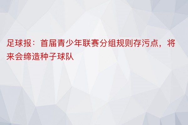 足球报：首届青少年联赛分组规则存污点，将来会缔造种子球队