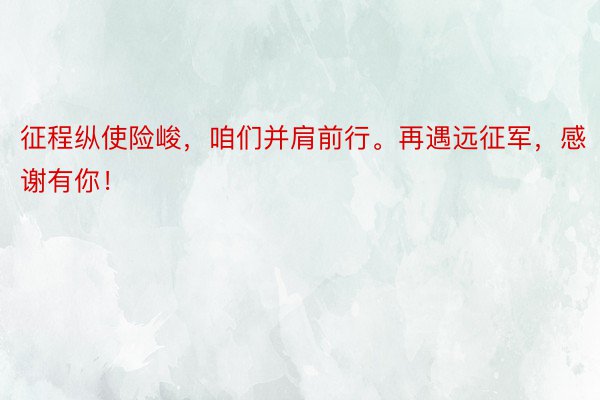 征程纵使险峻，咱们并肩前行。再遇远征军，感谢有你！