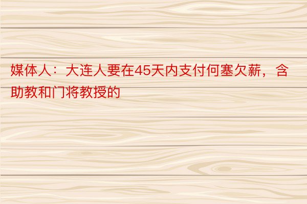 媒体人：大连人要在45天内支付何塞欠薪，含助教和门将教授的