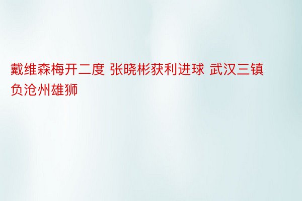 戴维森梅开二度 张晓彬获利进球 武汉三镇负沧州雄狮